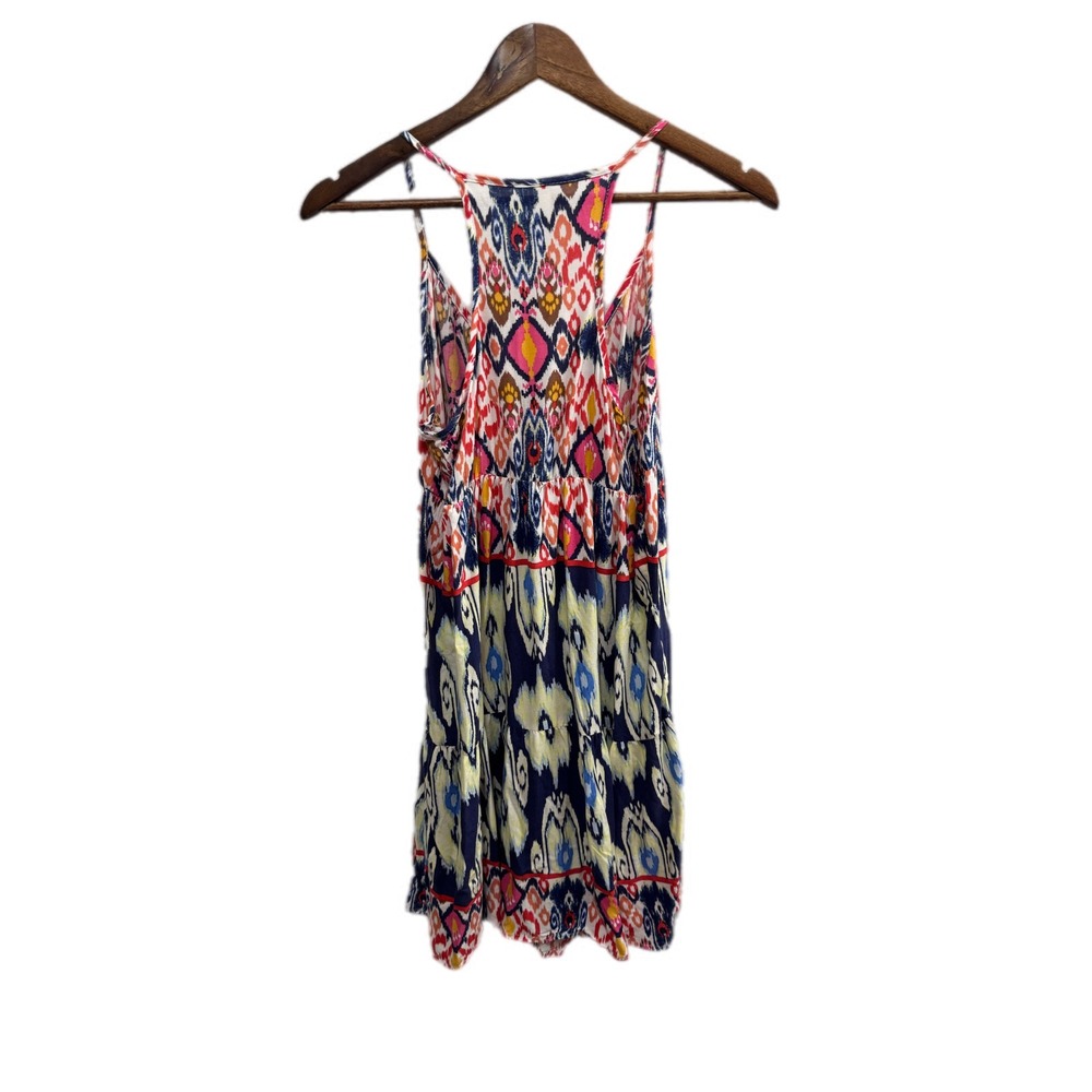 Xhilaration Mini Dress Women M Multi Color Excellent Ikat Tribal Print Rayon‎ - Picture 7 of 7